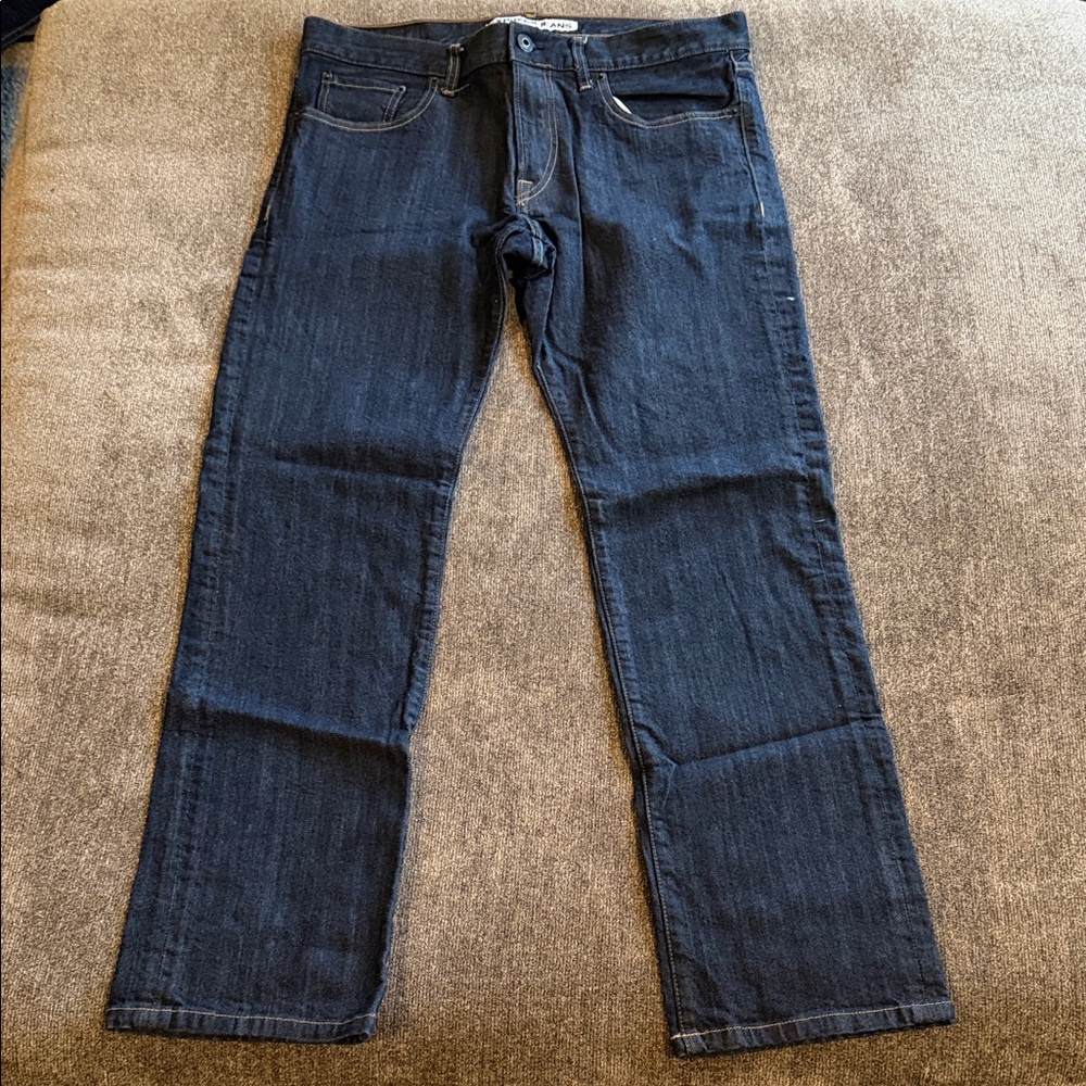 Express Men's Dark Blue Rocco Slim Straight Jeans 34W 32L